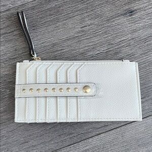 White Wristlet Wallet with Gold Studs